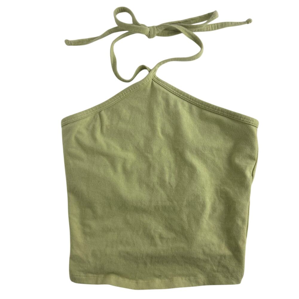 Hollister Must-Have Collection Womens Halter Tie Built-In Bra Light Green Top XS